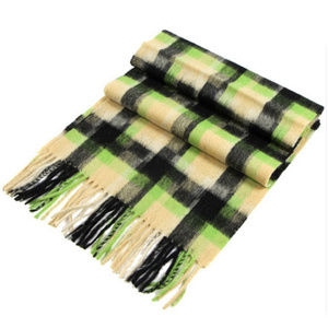 NWOT Cashmere feel scarf plaid navy/green/cream